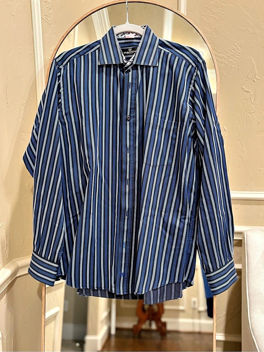 Bugatchi Uomo Striped Cotton Button-Down in Blue